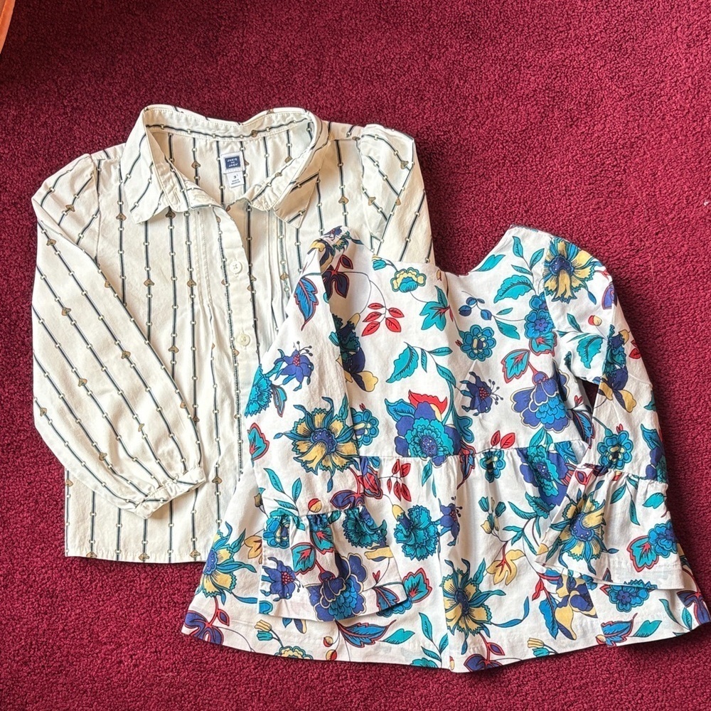Janie and Jack Kids Floral and Striped Shirt Set